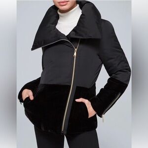 White House Black Market Velvet Blocked Puffer Jacket Size Medium